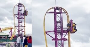 Eight people were stranded at the top of a rollercoaster after a ride broke down at a theme park.