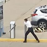 Pilot Uses Axe To Leave Parking Lot